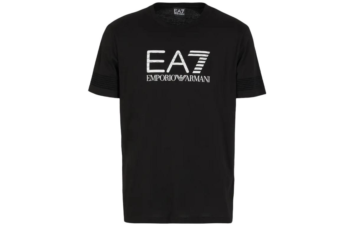 EA7 Футболка мужская с круглым вырезом умеренно прямого кроя EMPORIO ARMANI, черный — фото 3