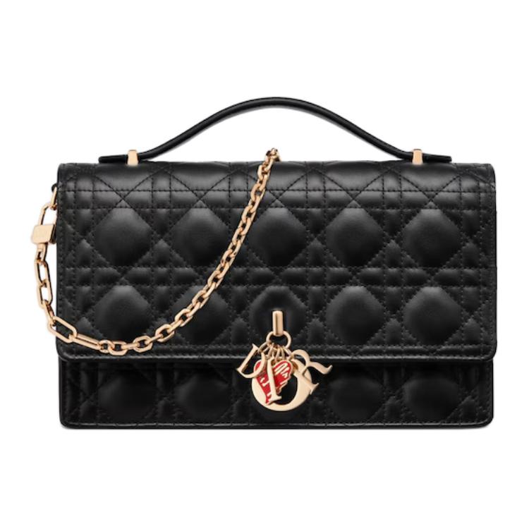 

DIOR Сумка через плечо из овчины, женская, черная