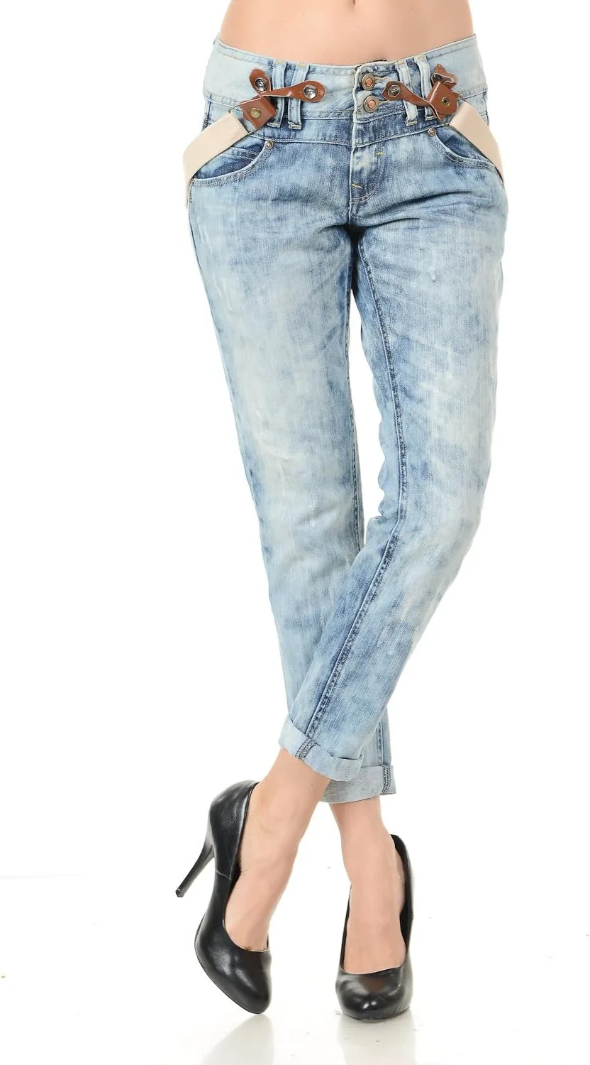 

Женские джинсы M-k Premium с эффектом кисти и подкатом JEANS FOR LOVE