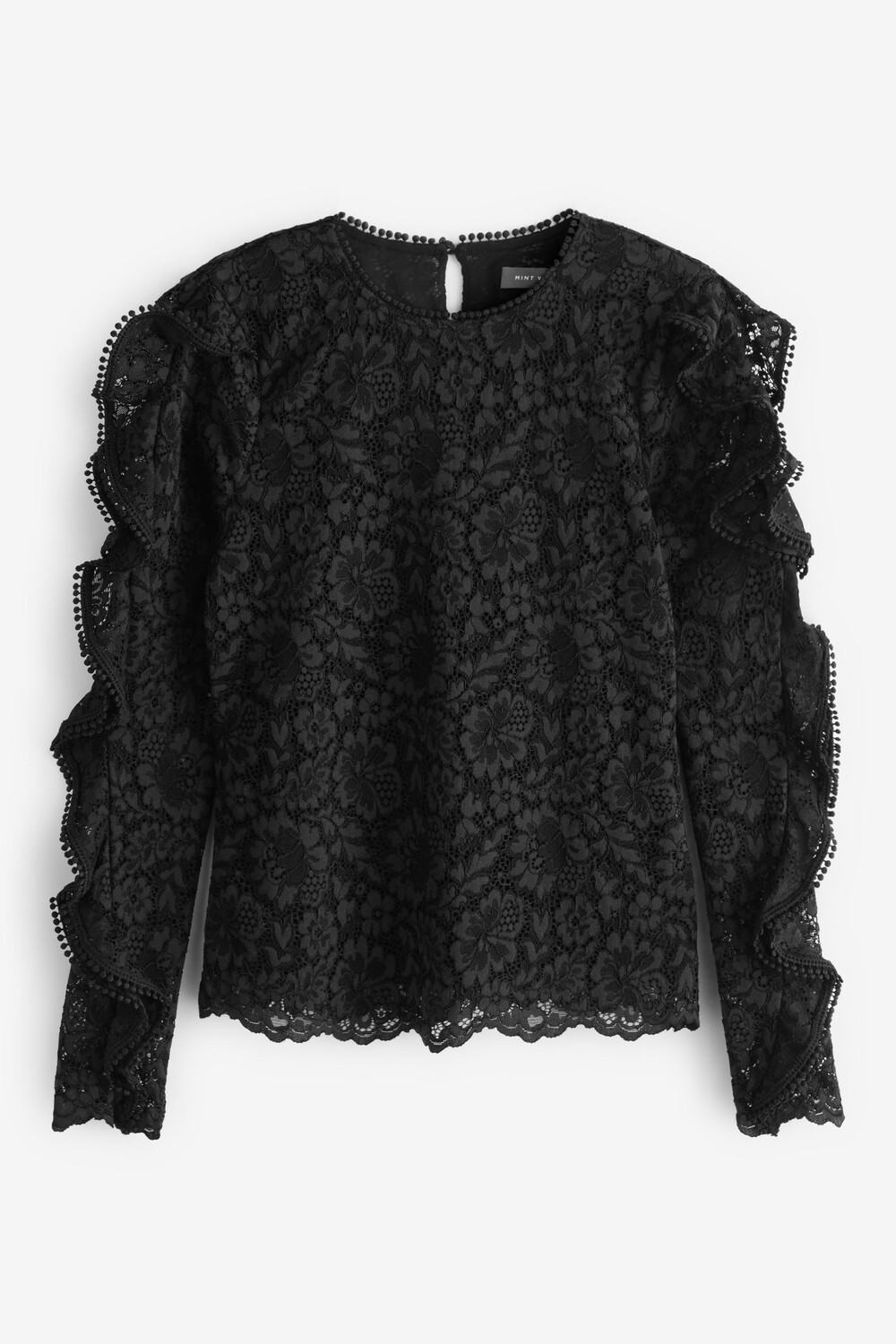 

Кружевной топ с оборками Mint Velvet, черный