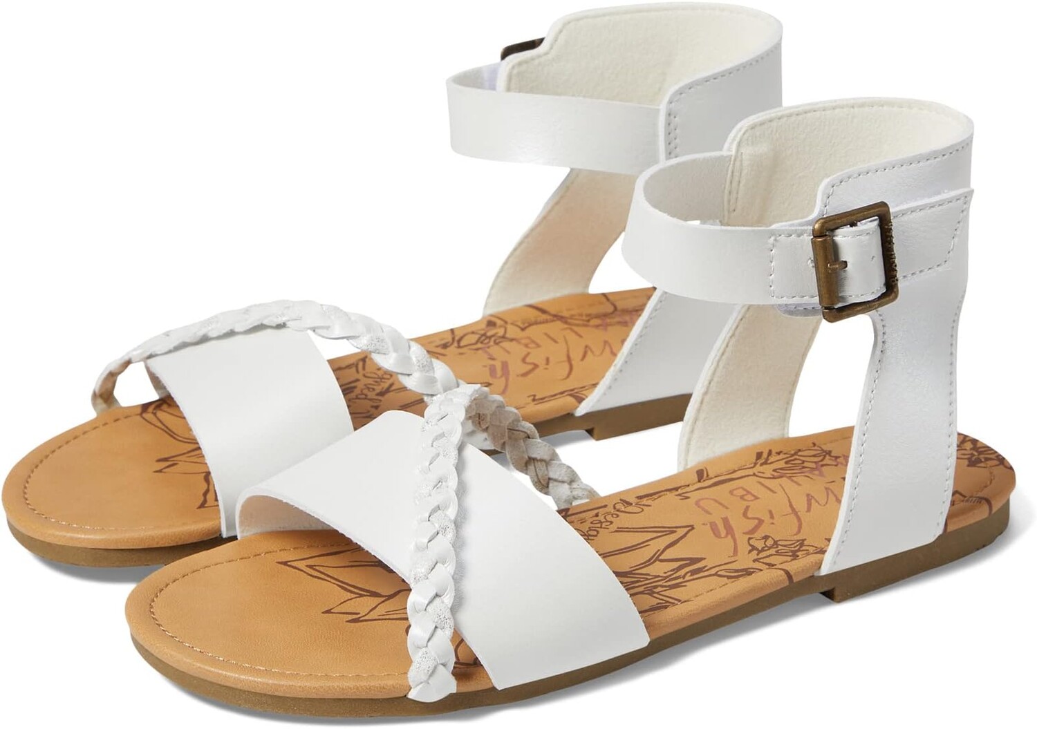 

Сандалии на плоской подошве Sabar-K Blowfish Malibu, цвет Pearl White Die Cut/Metallic White