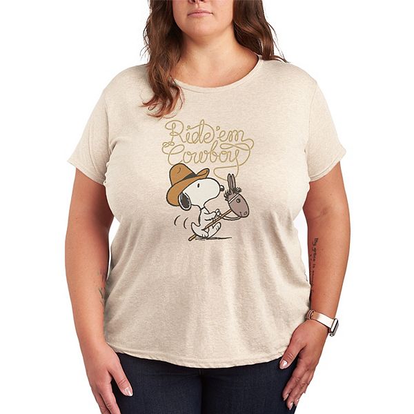 

Футболка с принтом Snoopy в стиле ковбоя, Plus size Licensed Character, Beige