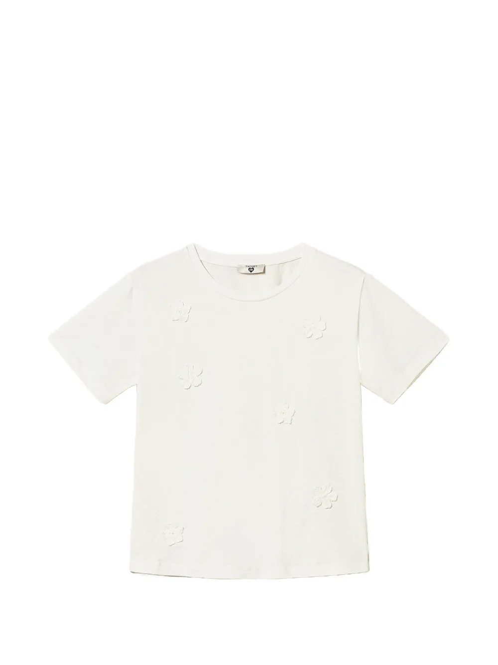 

Футболка с цветочными аппликациями Twinset, белый