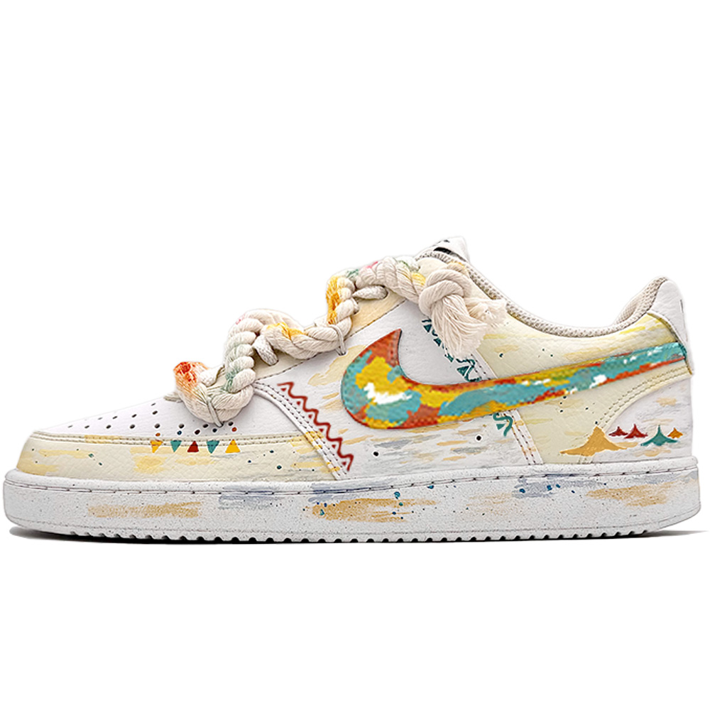 

Nike Кроссовки skateboard мужские court vision 1 clash of clans abrasion resistant low top white yellow