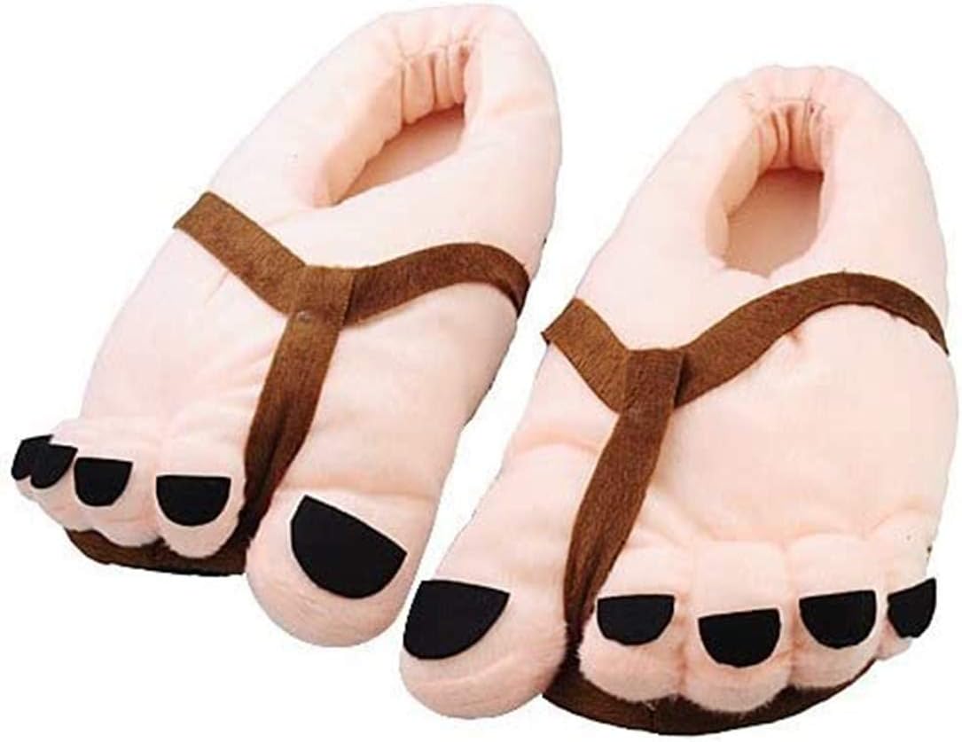 

Туфли с большим пальцем, мультяшные туфли для пальцев, теплые мягкие тапочки, мужские и женские зимние смешные домашние тапочки Xkong, коричневый