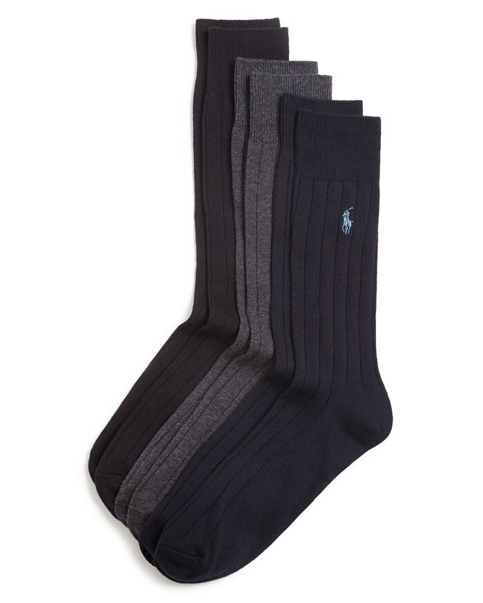

Однотонные классические носки в рубчик Polo Ralph Lauren, 3 шт, черный