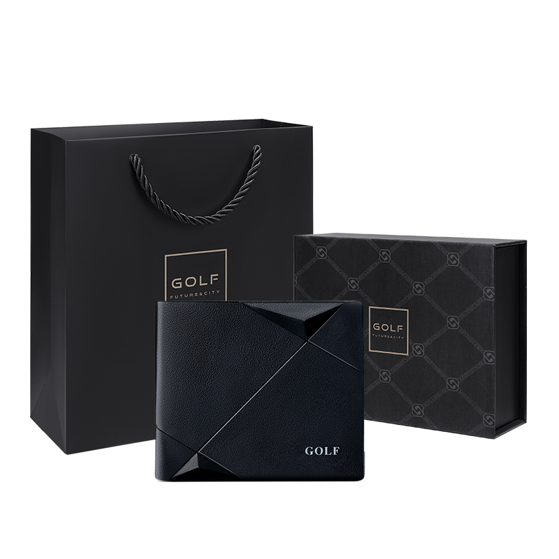 

GOLF Кожаный бумажник из натуральной кожи малого размера для мужчин чёрный, Black (Upgraded Box Included)
