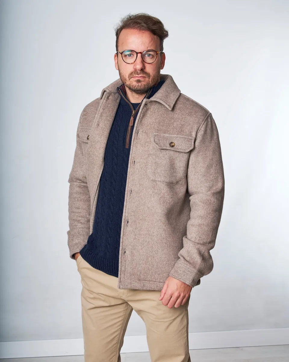 

Мужская шерстяная рубашка классического кроя Spagnolo, коричневый