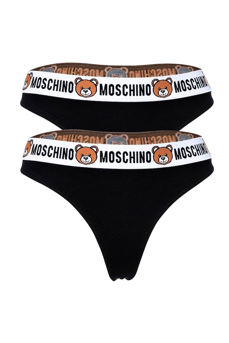 

Стринги с логотипом на талии - 2 пары Moschino Underwear, черный
