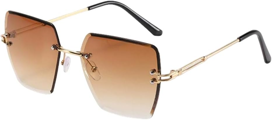 

Модные солнцезащитные очки без оправы с градиентным переходом цвета для женщин. Роскошные квадратные солнцезащитные очки без оправы для чистых голубых оттенков generic, 2