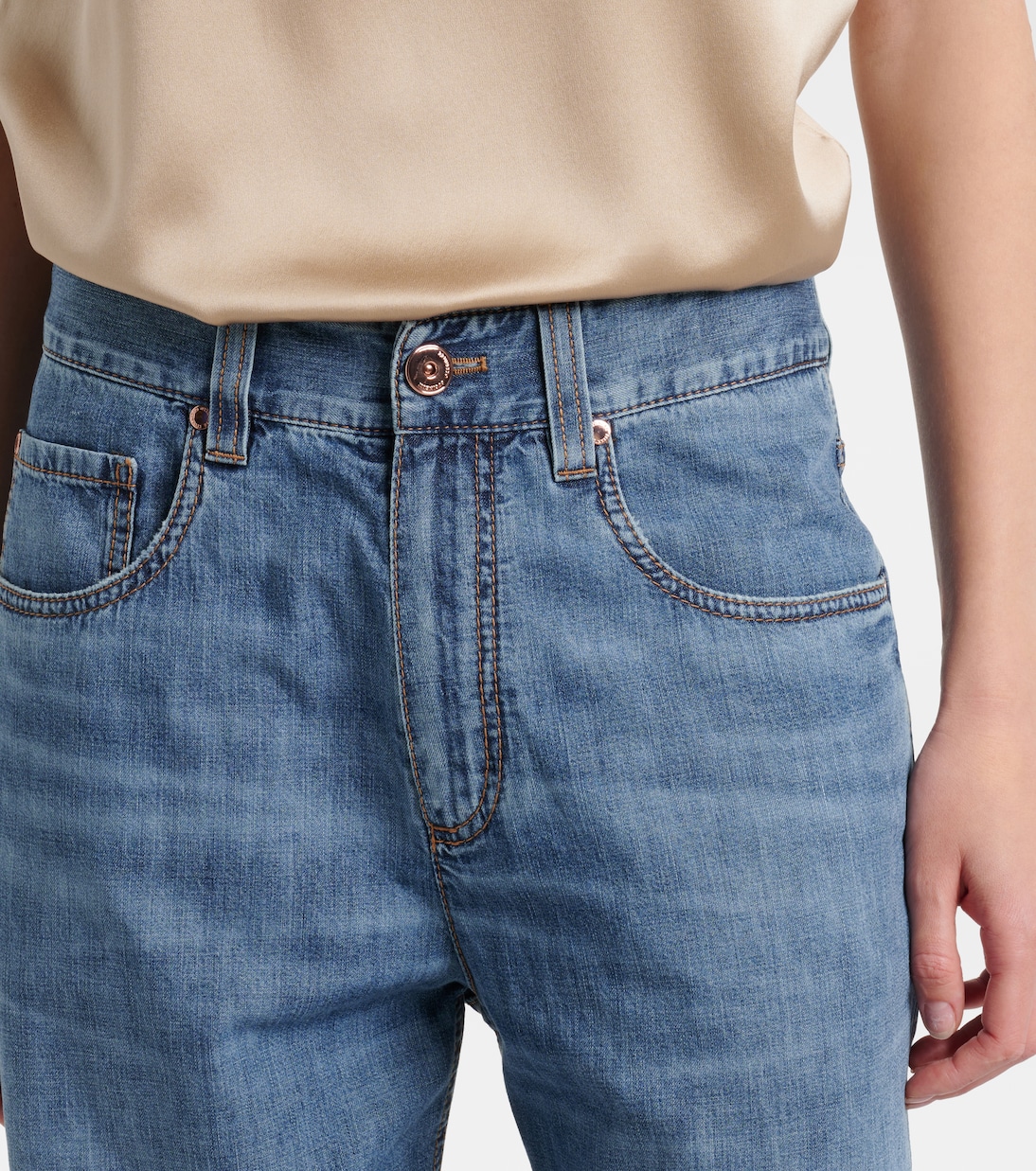 Прямые джинсы средней посадки Brunello Cucinelli, Denim Medio 67-153 — фото 4