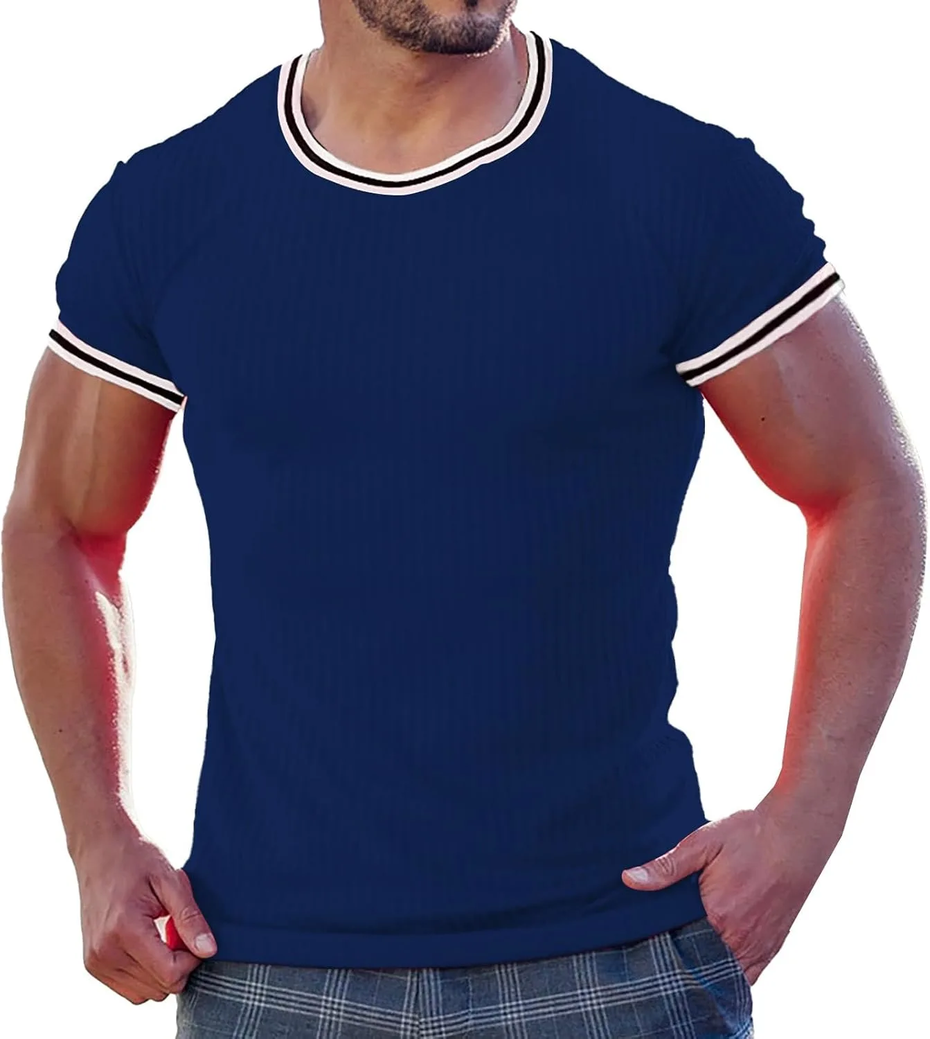 

Футболка мужская с полосками, Crewneck, короткий рукав, легкая, дышащая