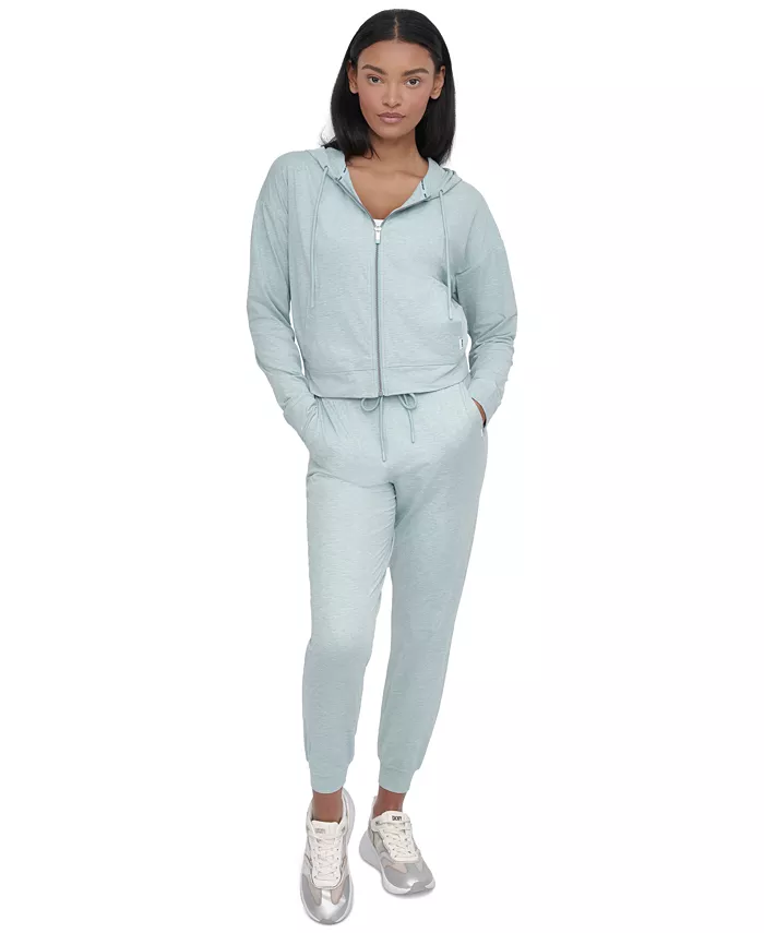 

Спортивная женская худи с длинным рукавом на молнии Spacedye DKNY, синий