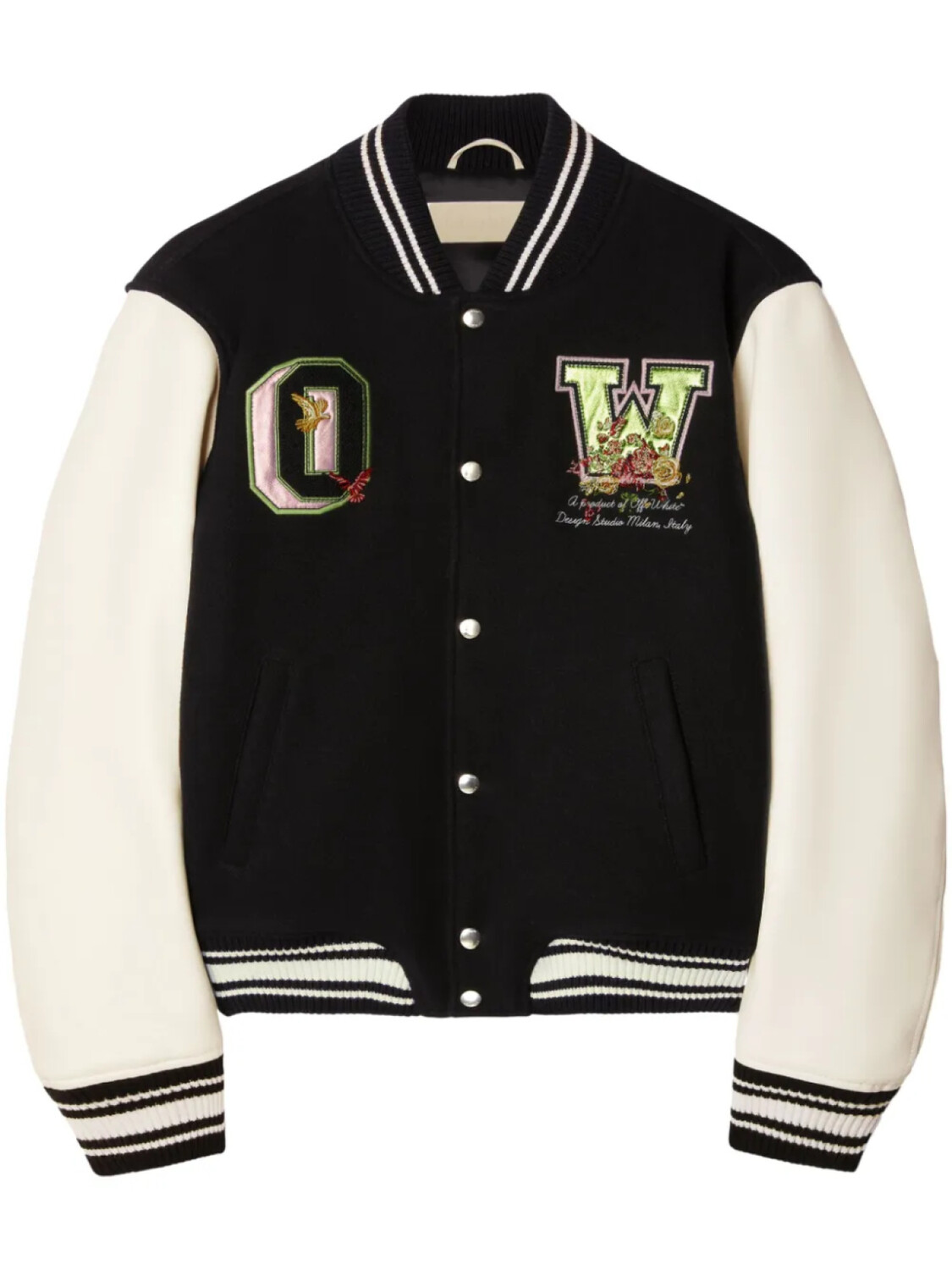 

Off-White бомбер с цветочной вышивкой, черный