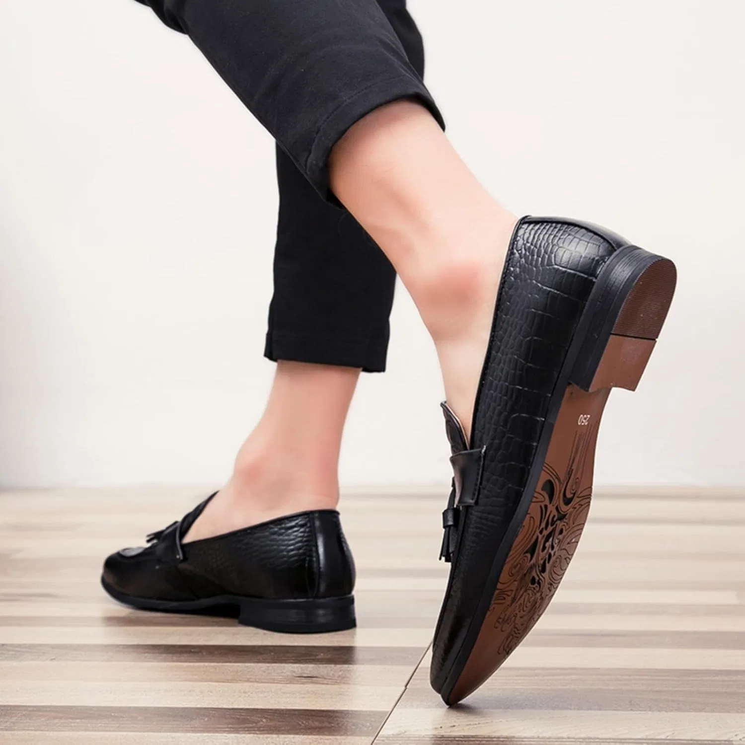 Лоферы кожаные с кисточками, Men's Luxury, Black YRZHGDL — фото 3