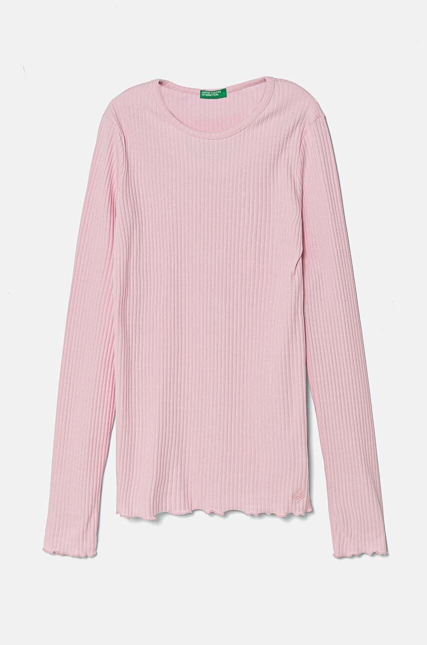 

Детская футболка с длинными рукавами United Colors of Benetton, розовый