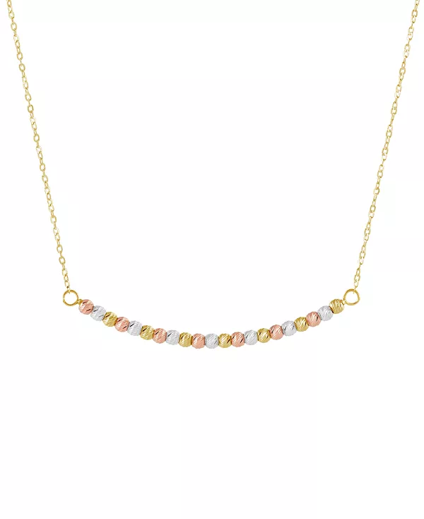 

Ожерелье-Воротник с текстурированными бусинами и изогнутой планкой, 17 дюймов, из трехцветного золота 14 карат Macy'S, tri-color