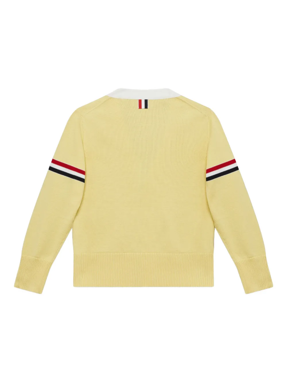 Кардиган с V-образным вырезом и полосками Thom Browne Kids, желтый — фото 2
