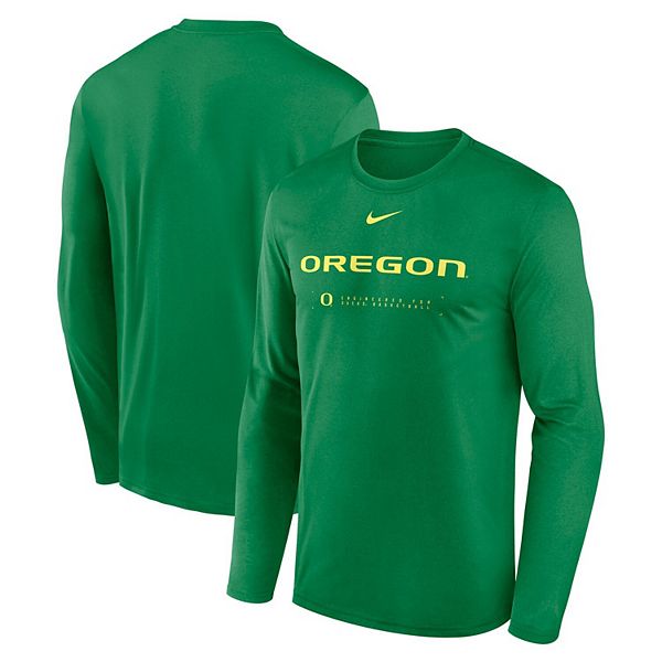 

Мужская зеленая футболка Oregon Ducks 2025 Courtside Basketball Shootaround Legend Dri-Fit с длинным рукавом Nike