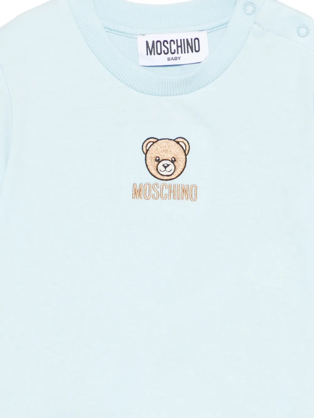 Футболка с медвежьей деталью Moschino Kids, синий — фото 3
