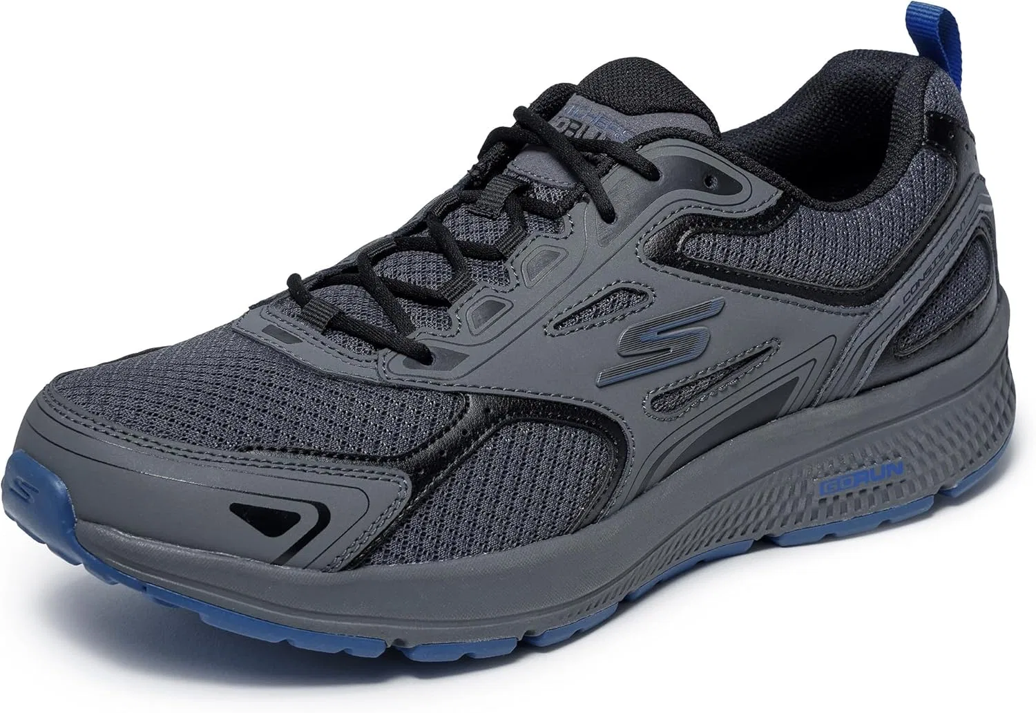 Мужские кроссовки Skechers Go Run Consistent, Charcoal Leather Synthetic Blue Trim