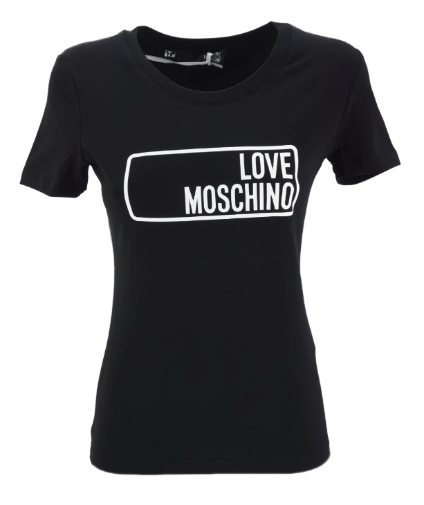 

Черная хлопковая женская футболка LOVE MOSCHINO