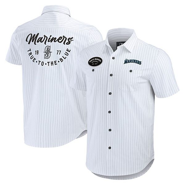 

Мужская белая рубашка с коротким рукавом Seattle Mariners в полоску Darius Rucker Collection By Fanatics