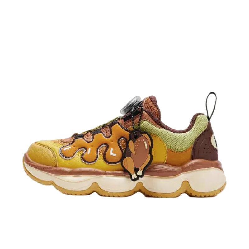 FILA KIDS BOA Slip Resistant Abrasion Resistant низкие детские баскетбольные кроссовки Brown Yellow для подростков