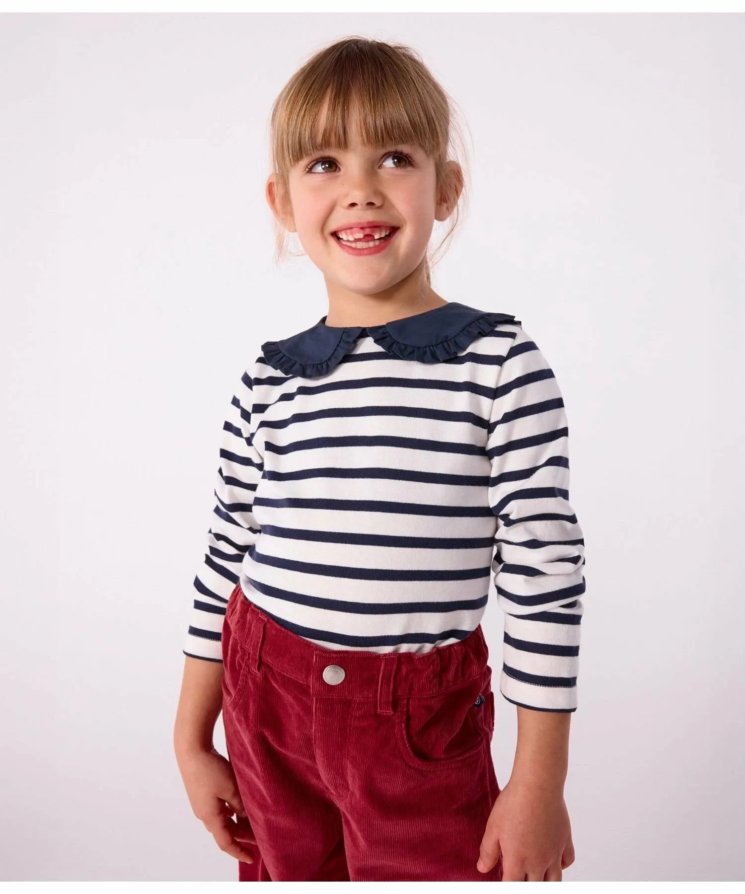 Пуловер мариньер PETIT BATEAU, Off-white/Navy