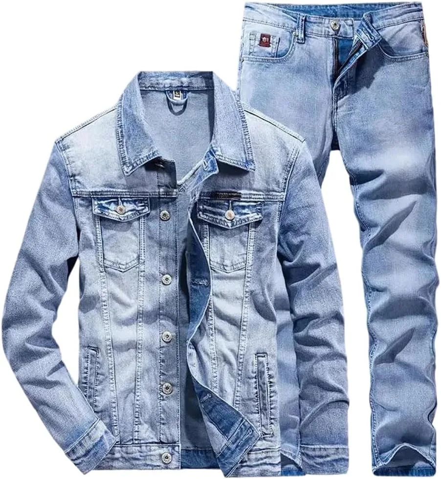 

Мужской костюм весенний slim fitting casual denim 2-части DBFBDTU