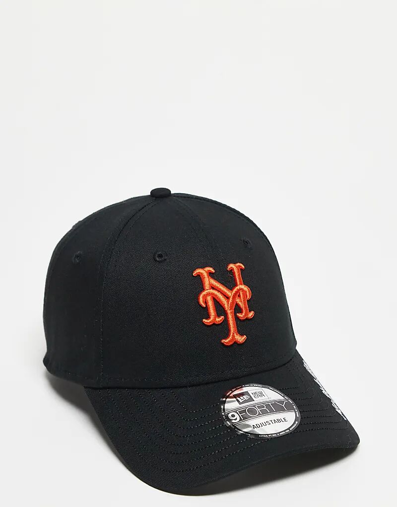 

Кепка с боковым логотипом New Era NY Mets 9forty черного цвета