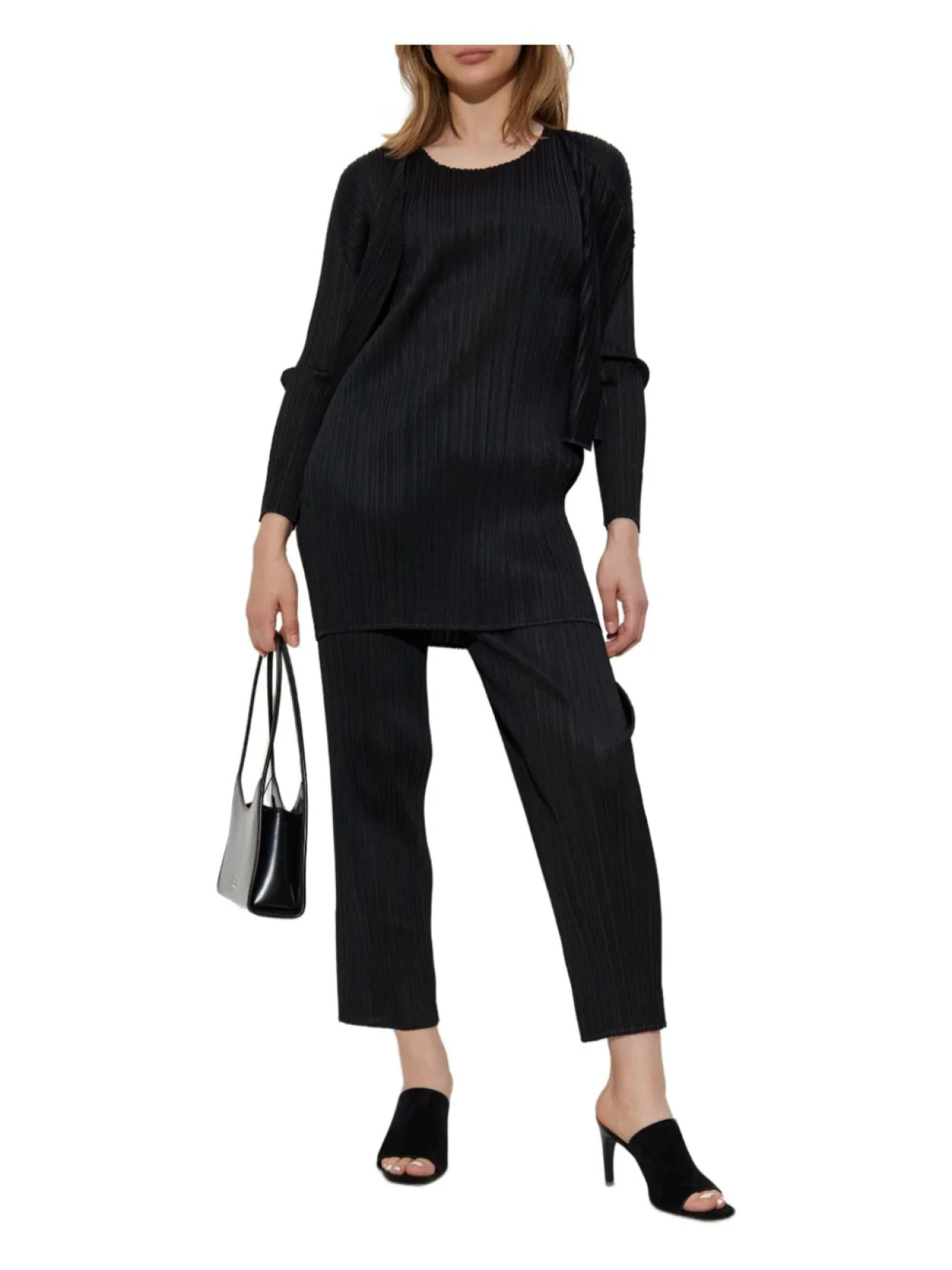 

Pleats Please Issey Miyake плиссированный кардиган без застежки, черный