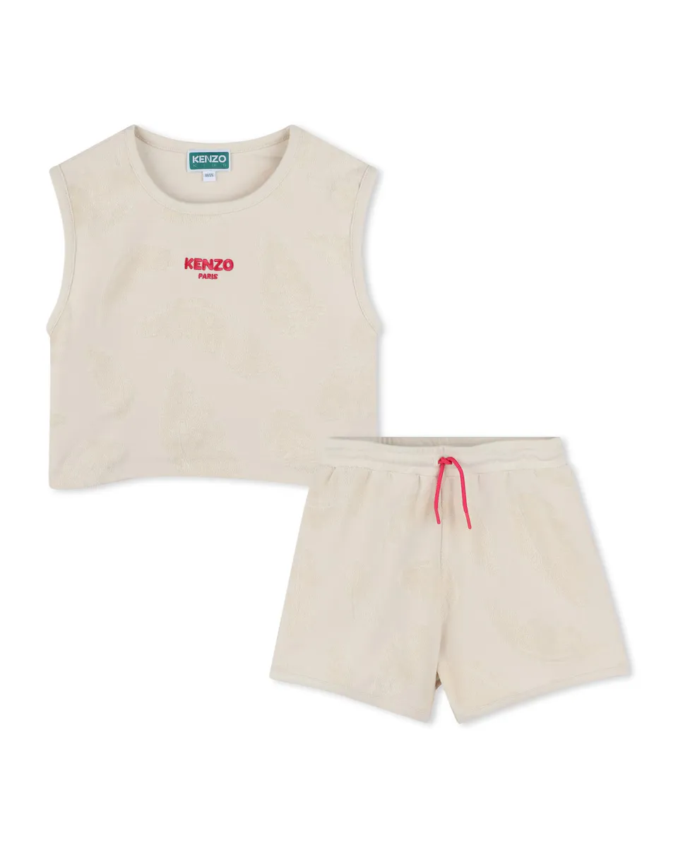 

Комплект для девочки из розового хлопка Kenzo Kids, цвет Rosa