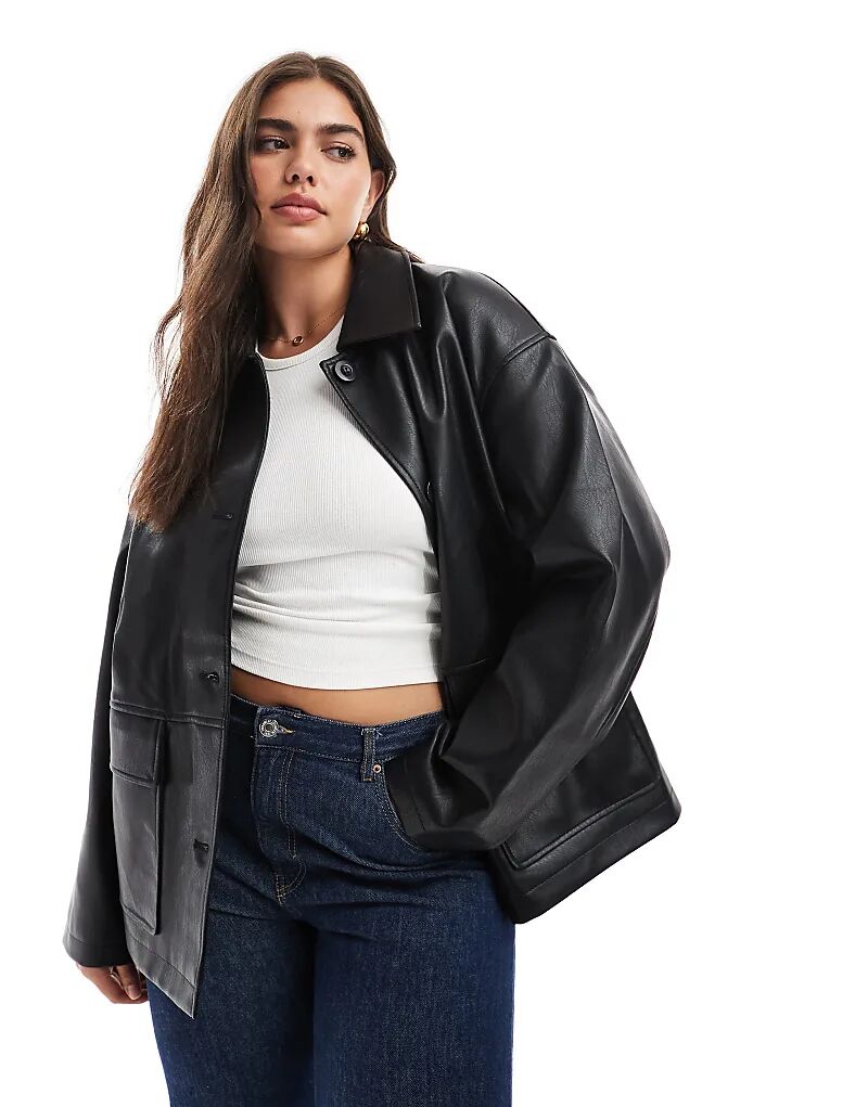 

Куртка Харрингтон из искусственной кожи ASOS DESIGN Curve черного цвета Asos Curve, Черный, Куртка Харрингтон из искусственной кожи ASOS DESIGN Curve черного цвета Asos Curve