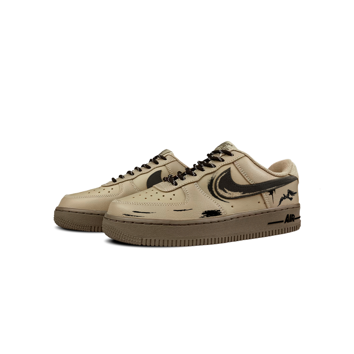 Nike Air Force 1 устойчивые к истиранию низкие скейтборд кроссовки Unisex Wheat — фото 4