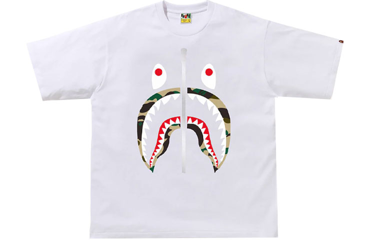 Футболка Bape 1st Camo Shark A BATHING APE, бело-желтая — фото 2