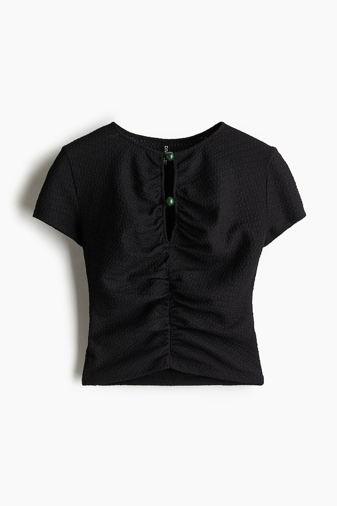 

Рубашка со сборками и жемчужными деталями H&M, черный