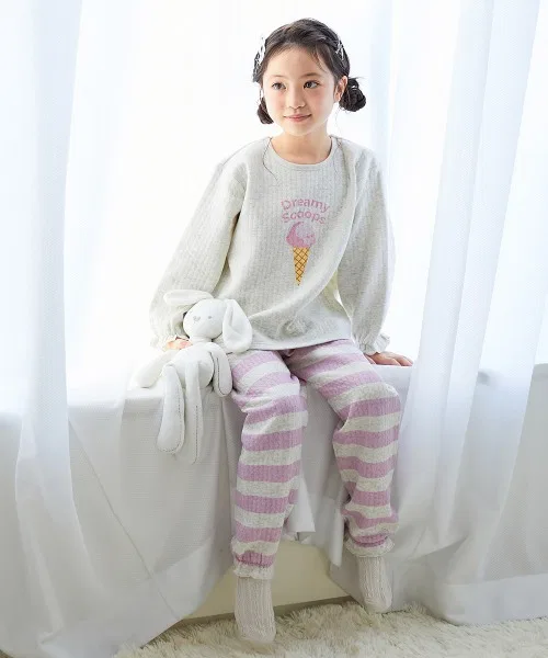 Пижама детская мягкая стёганая devirock, длинный рукав, розовая — фото 4