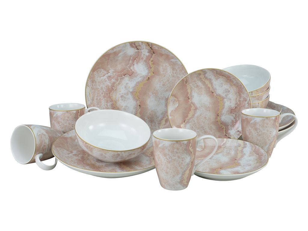 

CreaTable, 22276, Marble Collection Rose, комбинированный сервиз, 16 предметов, керамогранит, красный