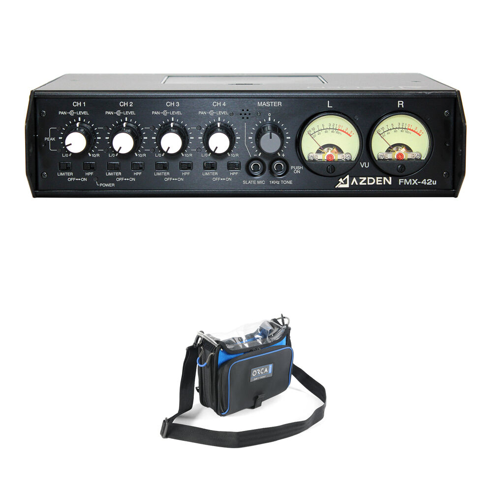 

Azden FMX-42u 4-Channel Microphone Field Mixer Kit with Sound