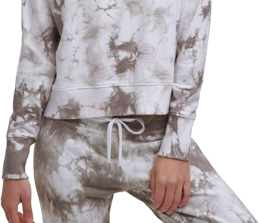 Женская толстовка Calvin Klein Performance из французского трикотажа с логотипом и тай-дай-эффектом, Kensington Nu Beige — фото 3