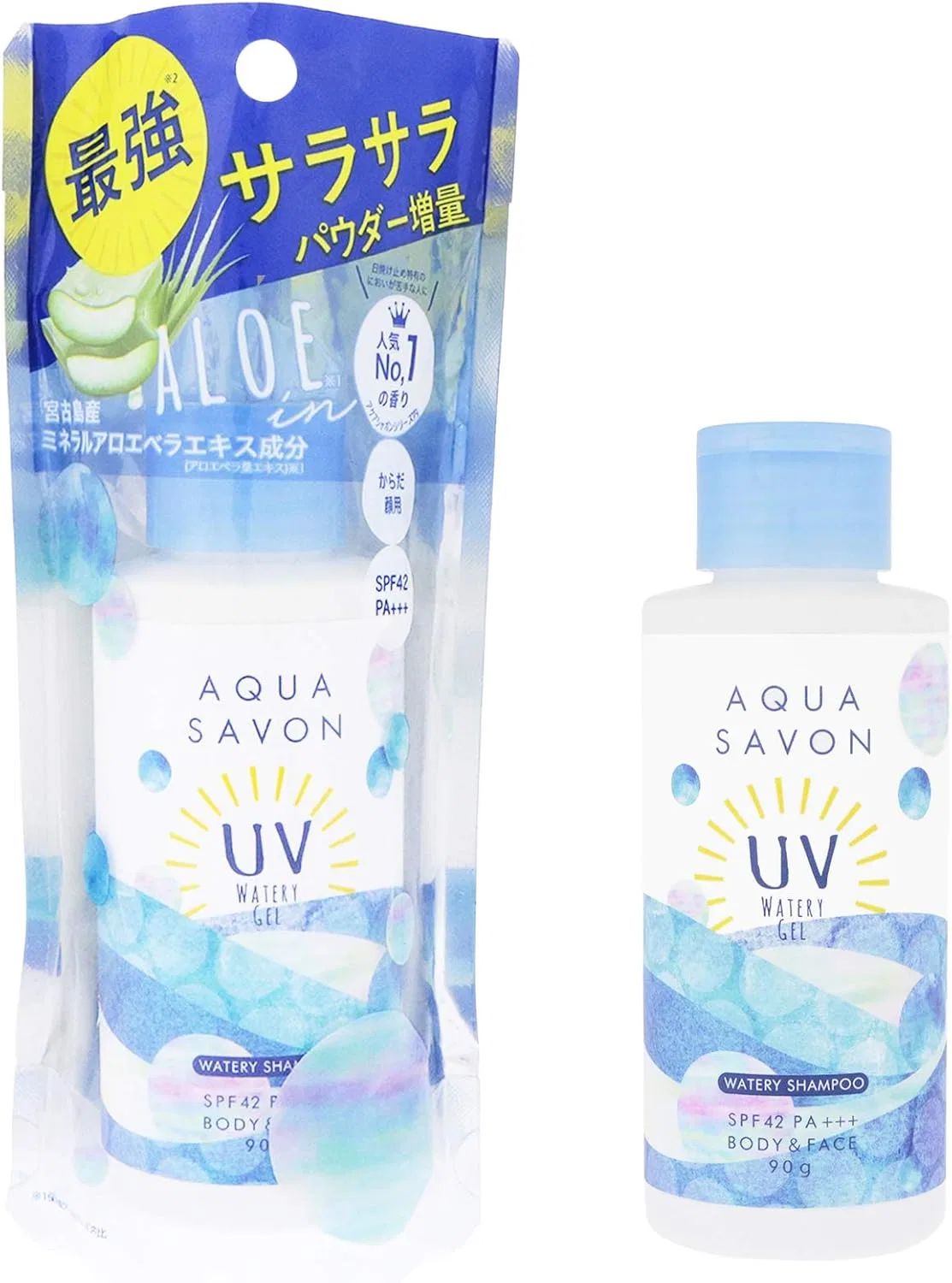 Солнцезащитный гель UV Gel AQUA SAVON с ароматом шампуня, 90 г, голубой