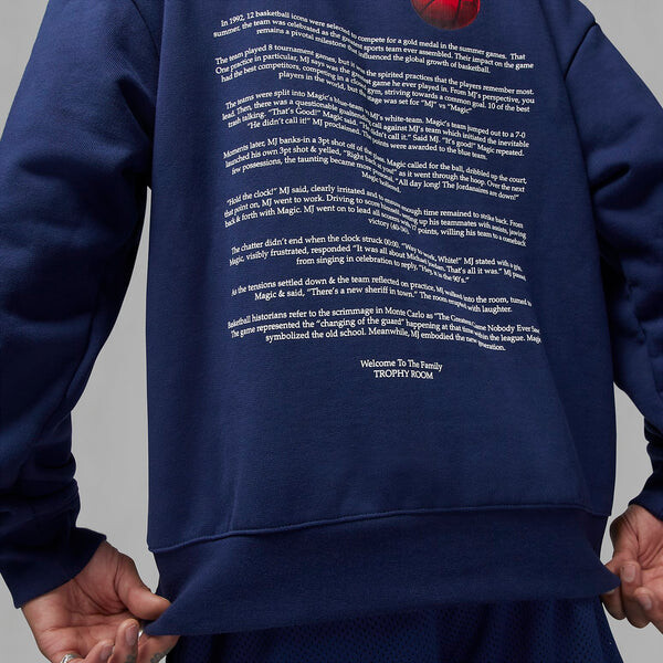 Толстовка Air Jordan x Trophy Room Fleece Hoodie 'Midnight Navy', синий — фото 3