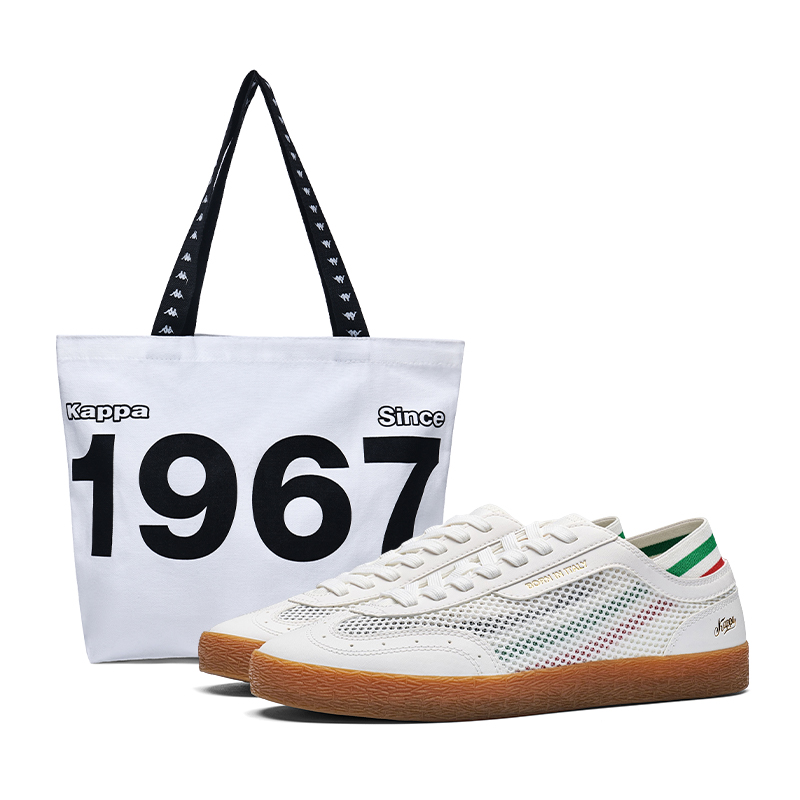 

Kappa Легкие и дышащие низкие скейтерские кроссовки Unisex классического белого цвета [В комплекте белая холщовая сумка], цвет Classic White[Includes White Canvas Bag]