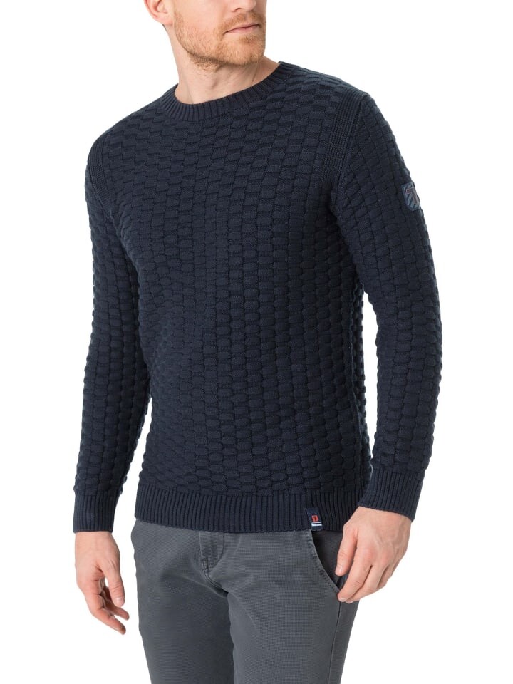 

Пуловер Timezone Strickpullover Rundhals 3D Muster Regular Fit, темно-синий