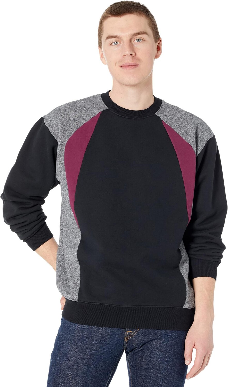 

Толстовка ZANEROBE Track Panel Crew Sweat, цвет Black/Boysenberry