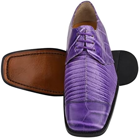 Мужские туфли LIBERTYZENO Croco Lizard с принтом из натуральной кожи, взрослые, на шнуровке и без, оксфорды для праздничного сезона, фиолетовый — фото 3