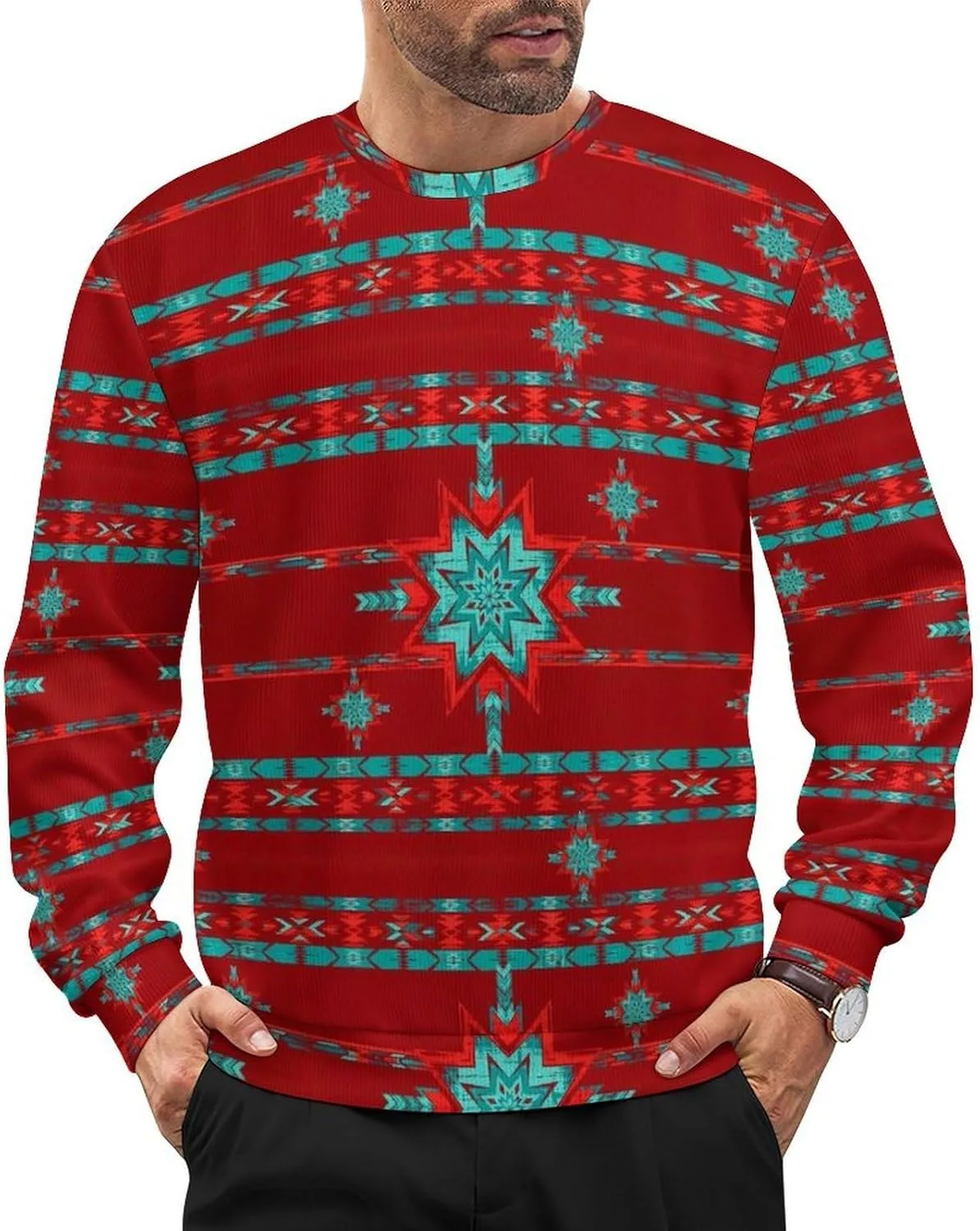 

Мужской свитер с круглым вырезом свободного кроя VAFZASC