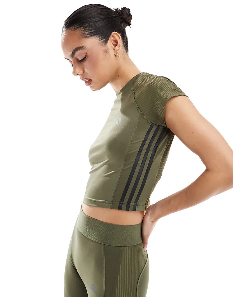 

Футболка adidas Training Hyperglam оливково-зеленого цвета adidas performance