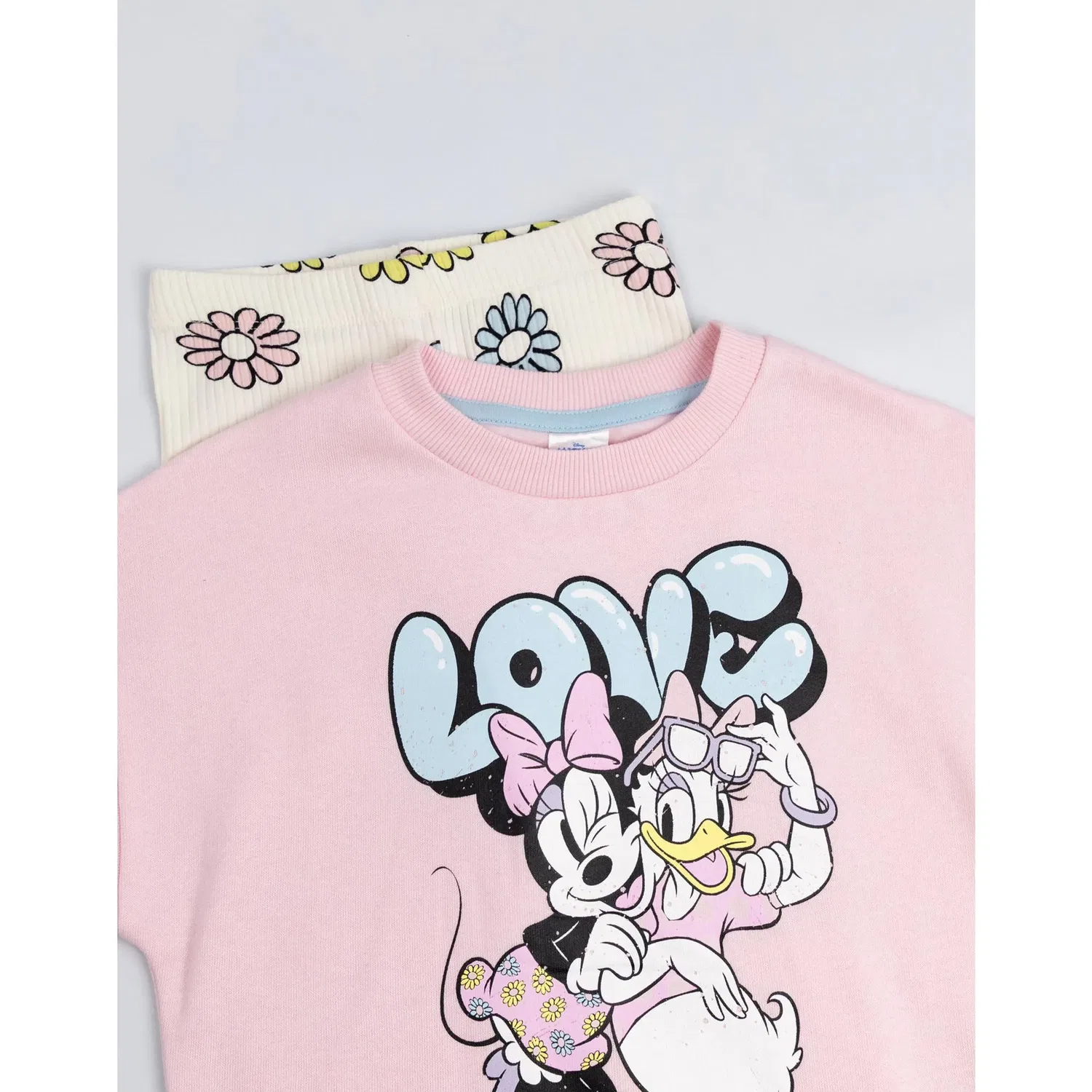 Детский костюм из толстовки и леггинсов с принтами Minnie Mouse и Daisy Duck, Disney, розовый — фото 3